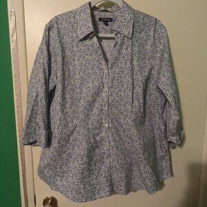 Lands End 3/4 sleeve no-iron floral blouse size 18